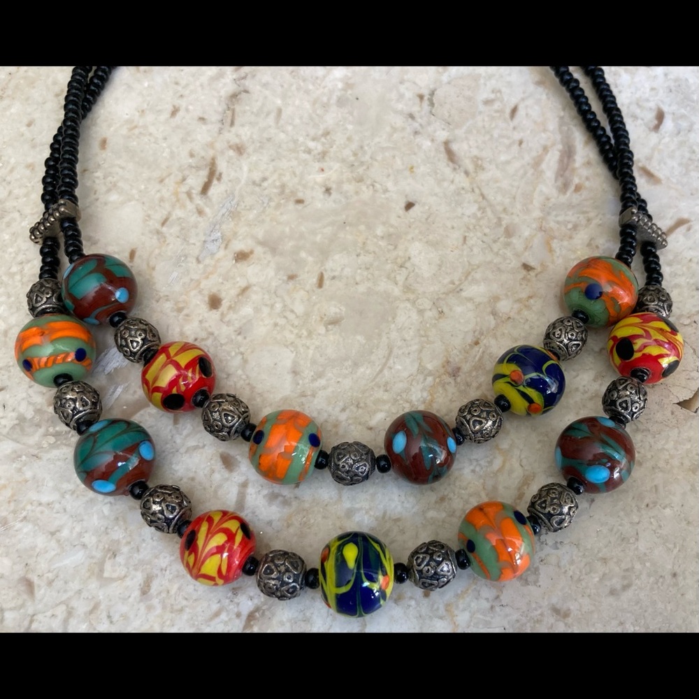 CHICO’S Double Strand Ceramic Bead Necklace